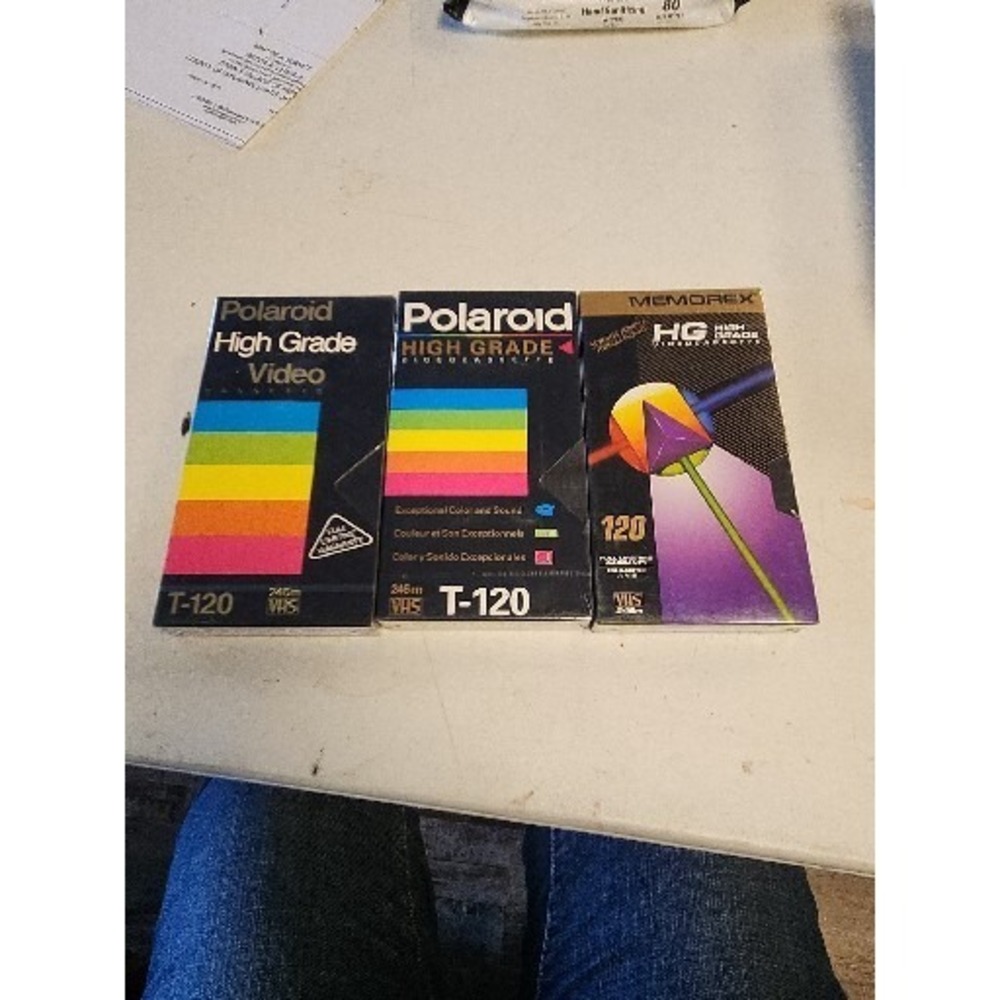 Polaroid High Grade Blank Video Cassette VHS Tapes T-120 Lot of 3 (SEALED)